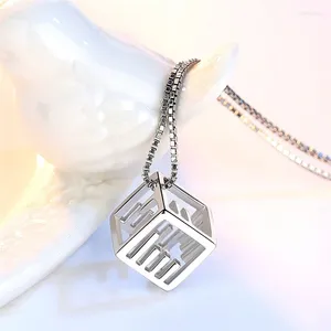 Pendentif Colliers Femmes Personnalité Unique Code Morse Creux Géométrique Cube Clavicule Chaîne Collier Bijoux De Mode Cadeau