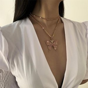 Pendentif colliers femmes brillant strass papillon collier cristal chaîne tour de cou ensemble mode déclaration bijoux cadeaux 2022