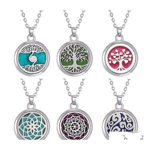 Pendentif Colliers Femmes Arbre de vie Aromathérapie Diffuseur Vintage Oiseau Chat Ouvert Médaillon Aroma Collier Bijoux avec feutres Drop D Otsmd