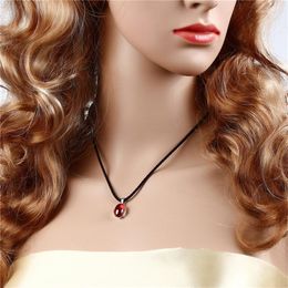 Collares colgantes Mujeres Vintage 925 Sterling Red Garnet Joyería Fina Oval Collar de piedra natural para sin cadena