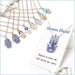 Pendentif Colliers Femmes Designer Collier Sier Plaqué Or Chaîne Classique Evil Eye Hamsa Main Charmes Pendentif Bijoux Cadeau Drop Delive Dhhsv