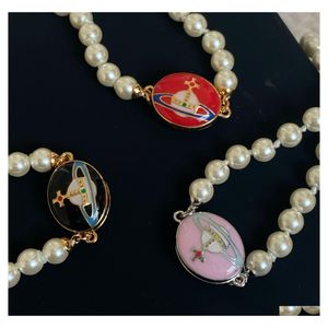 Collares pendientes Para mujer Esmalte Imán Hebilla Collar de perlas Cadena de clavícula Planet Diseñador Joyería Entrega de gota Colgantes Dhxle