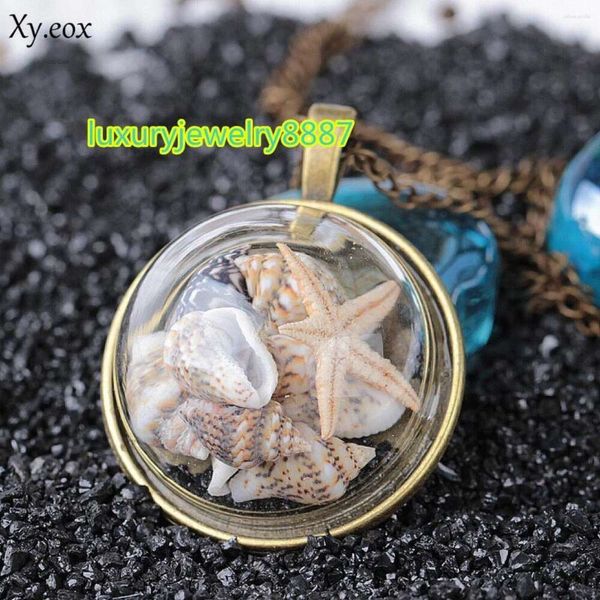 Pendentif Colliers Femmes Verre Starfish Shells Conch Collier Ocean Beach Bijoux Cadeau