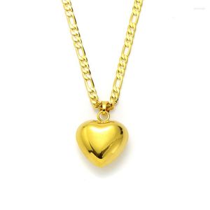 Pendentif Colliers Femmes Glaze Coeur 14k Or Jaune Massif GF Italien Figaro Lien Chaîne Collier 600 3 MmPendant