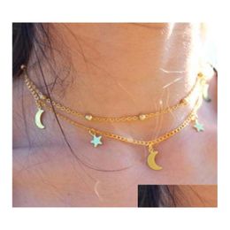 Pendentif Colliers Femmes Mtilayer Simple Et Exquis Lasso Moon Star Collier Chaîne Forte Gsfn443 Avec Mix Ordre Drop Delivery Je Dhx04