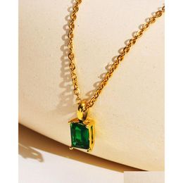 Pendentif Colliers Collier Femme Collier personnalisé et tendance en acier inoxydable carré cubique zircone avec chaîne étendue bijoux fête gi dhivv