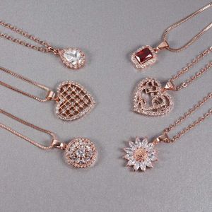 Colliers de pendentif Collier pour femmes bijoux en or rose 10 colliers populaires pour femmes en chaîne de bijoux pendentif bijoux d'anniversaire de mode D240522