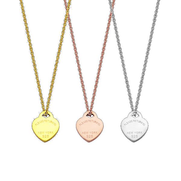 Colliers pendentifs femmes colliers coeur de pêche unique bijoux de créateur colliers pour or/argent/rose avec emballage complet de la marque comme cadeau de mariage de Noël