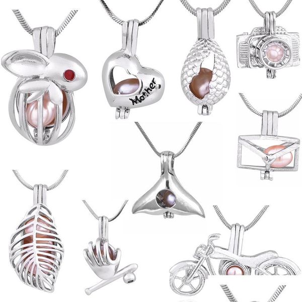 Pendentif Colliers Wonderf Fashion Sier Cages Moto/Lapin/Mothers Love/Enveloppe/Feuille/Caméra Vente en gros Médaillon Charme Montages 20 Dhohl