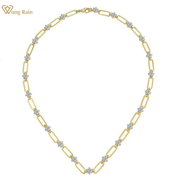 Collares colgantes Wong Rain 18K chapado en oro 925 plata esterlina 3EX D Color Diamantes reales Piedras preciosas Collar de clip Joyería fina 230506