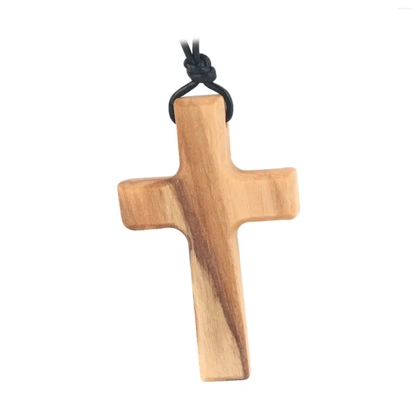 Colliers pendentifs Collier de croix en bois Crucifix de prière élégant avec lanière pour anniversaire Noël tous âges adolescents hommes et femmes