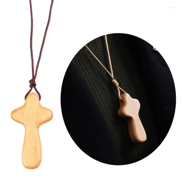 Collares colgantes Collar de madera Gargantilla Regalo de oración para mujeres Hombres Joyería Colgante de coche