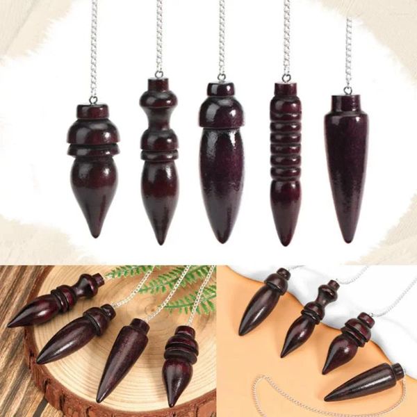 Colliers pendants Conception de pendule naturel en bois Dowshing Amulet Round Cone Round With Chain Healing Reiki