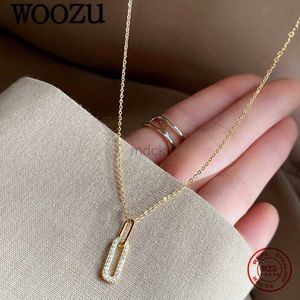 Hangende kettingen woozu 14K vergulde gotische ovale pave cz zirkon 925 sterling zilveren hanger kettingen voor vrouwen Franse rock party sieraden cadeau 240419