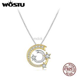 Colliers de pendentif Wostu 925 Siltling Silver 18K Gold Meteor Pendant Star Collier pour femmes Cadeau de bijoux spécial de zircon brillant pour son 240419