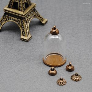 Colares de pingente XCDIY 5set/lote 30 20mm globo de vidro antigo bronze base 8mm contas tampa diy frascos garrafa colar