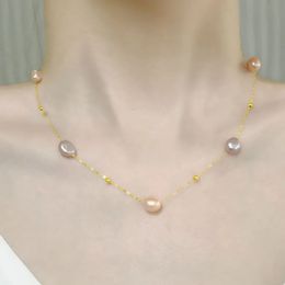Pendant Necklaces XF800 véritable collier en or 18 carats pendentif bijoux fins Baroque naturel perle d'eau douce Pure AU750 chaîne pour les femmes cadeau de mariage X559 231108