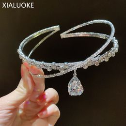 Hangende kettingen xialuoke vintage zirkoon water drop crystal hanger ketting voor vrouwen