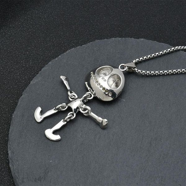 Pendentif Colliers XIAOBOACC Couple Collier Mode Coréenne En Acier Inoxydable Alien Cou Chaînes Bijoux