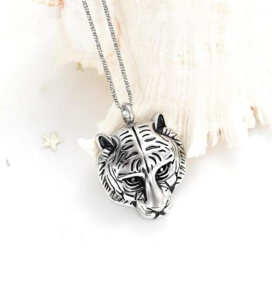 Colliers de pendentif xj002 Tiger Head Design Cremation Pet Jewelry Memorial Urn Vertet For Animal Ashes KeepSake7885635