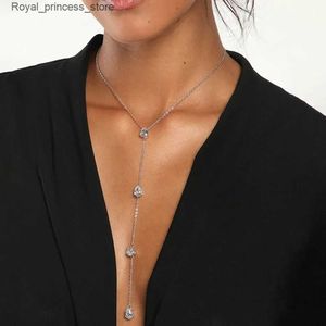 Colliers pendants xsbody Cystal Crystal Clavik Collier de chaîne Bijoux 2023 Fashion Metal Collier Long Chain Robe ACCESSOIRES CADEAU Q240426