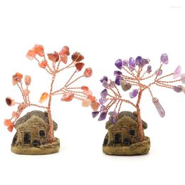 Hanger Kettingen XSM Feng Shui Chakra Kristal Geldboom Bonsai Mini Villa Huis Ornament Chinees Fortuin Voor Rijkdom Geluk Miniatuur