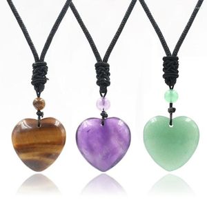 Hanger kettingen xsm natuurlijke genezingskristallen hart liefde handgemaakte reiki kwarts edelstenen sieraden voor damesmeisjes geschenken
