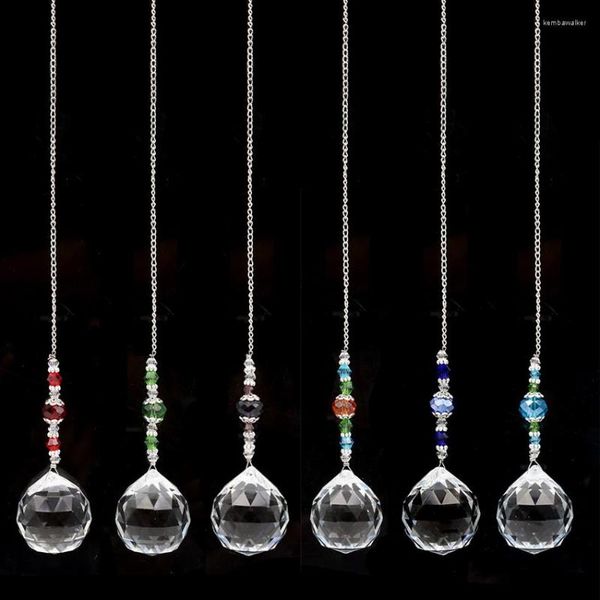 Pendentif Colliers XSM Fenêtre Suspendue Cristal Coloré Suncatcher Perles Chaîne Sphère Lustre Lampes Rideau De Lumière De Mariage Décoration Cadeau