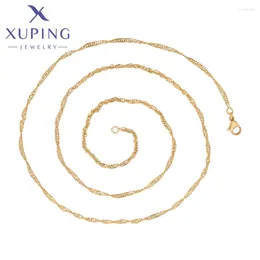 Pendentif Colliers Xuping Bijoux Arrivée 60cm Chaîne simple pour collier de couleur or Femmes Cadeau exquis X000815717