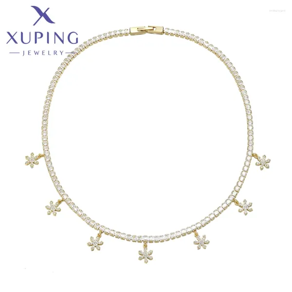 Colliers pendentifs xuping bijoux Arrivée Elegant Snowflake Copper Alliage Choker Collier Gold Color Women Party Gift X000850910