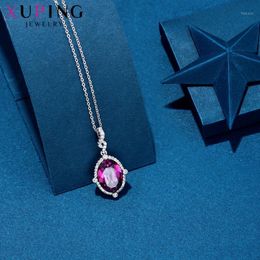 Hangende kettingen xuping sieraden est stijlvolle elegante stralende ketting voor vrouwelijke kristallen van feest gratis geschenkvervangende s157-403811