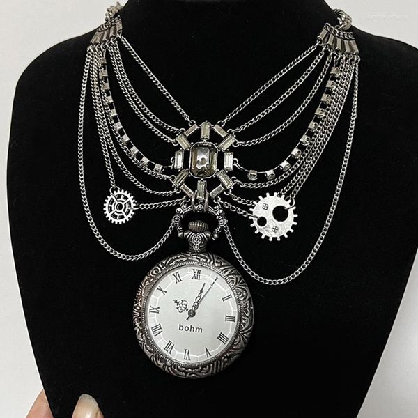 Pendentif Colliers Y2k Accessoires Collier Pour Femmes Style Néo-Gothique Horloge Sous-culture En Acier Inoxydable Bijoux Femmes Cadeaux