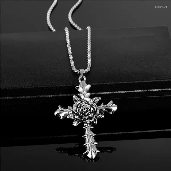 Pendentif Colliers Y2K Classique Croix Collier pour hommes Femmes Gothique Rétro Hip Hop Mode Couple Titane Acier Punk Bijoux Cadeau Bohême