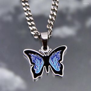 Pendentif Colliers Y2K Egirl Punk Coloré Flamme Papillon Collier Pour Femmes Unisexe Hip Hop Vintage Charme Animal Bijoux De Mode