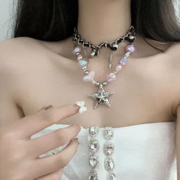 Collares colgantes Y2K Subcultura Collar Kpop Trend Nicho Ersonality Diseño Boaded Star Jewelry Mysta Rias Resin Woman