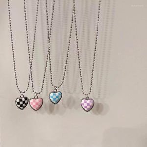 Hangende kettingen y2k sieraden hart snoepkleur plaid ketting voor vrouwen metaal vintage punk hiphop charme 90s esthetische geschenken 2022