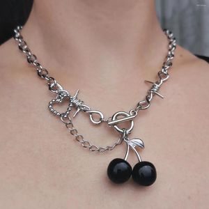 Colliers pendants y2k bijoux métal épines