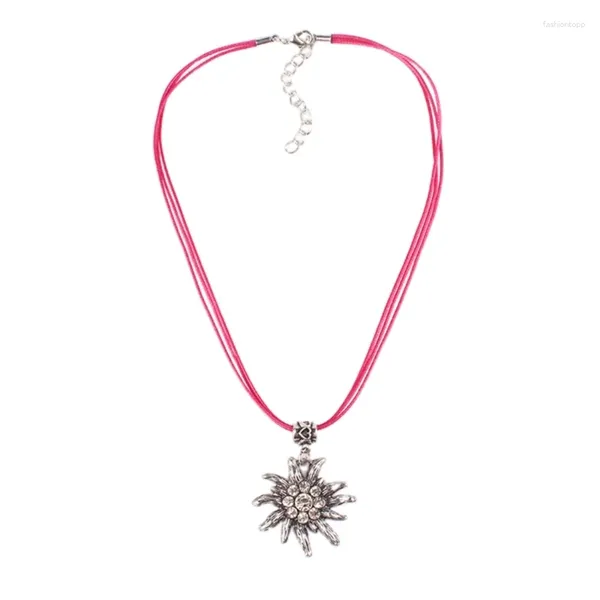 Collares colgantes Y4QE Collar de flores ajustable Elegante Edelweiss Cadena Cuerda Material de aleación para mujer niña