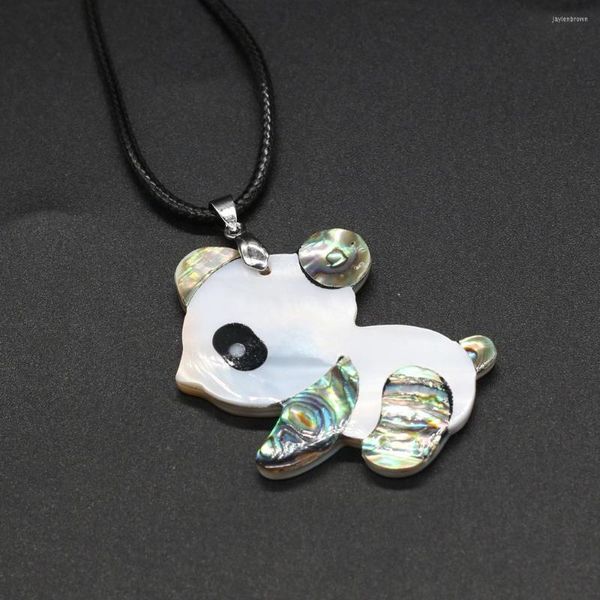 Pendentif Colliers Yachu Abalone Blanc Coquille Naturelle Panda Animal Collier Fabrication de Bijoux DIY Accessoires Cadeau Nacre Décor38x53mm