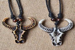 Colliers de pendentif yak charme os vache taureau oœuf tête crâne en cuir collier jowrie accessoires réglable 4551139
