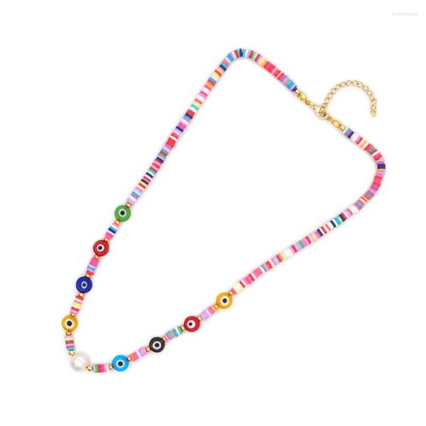 Pendentif colliers YASTYT 2023 collier de perles d'eau douce mode coloré polymère argile bijoux bohème voyage tour de cou pour les femmes