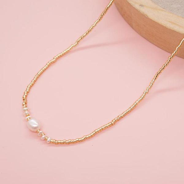 Pendentif Colliers Yastyt Factory Est Pearl Golden Miyuki Seed Perles Collier Charme Design 15,6 pouces Blanc