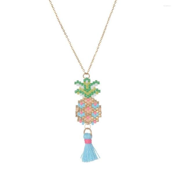 Pendentif Colliers YASTYT Ananas Motif Avec Gland Collier Bijoux Miyuki Perles Chaîne En Acier Inoxydable