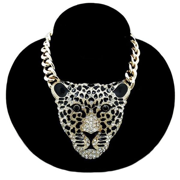 Pendentif Colliers YDYDBZ Grand Collier Tête De Léopard Hip Hop Punk Style Bijoux Fête Rave Accessoire Animal Chaîne En Or En GrosPendentif