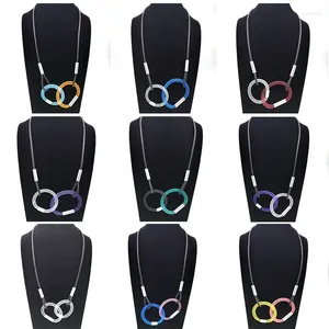 Pendentif Colliers Ydydbz Multi Color Mesh Cricle Drop Collier pour femmes Mode Cuir Caoutchouc Corde Chandail Chaîne Festival Accessoires