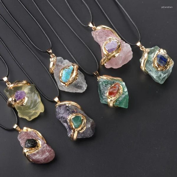 Colliers pendants yeevaa 1pc Cisstal Natural Stone Collier fil Emballé Reiki Spiritual Quartz Gemstone Hippie Witch Bielry Gift