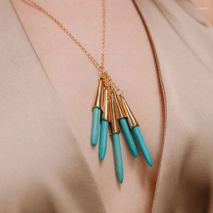 Colliers pendants Yeevaa Blue Gemstone Collier Boho Style Gift For Women