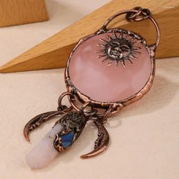 Pendentif colliers YEEVAA forme de lune soleil avec pierre de cristal naturel pour bijoux à bricoler soi-même faisant des accessoires décoration d'halloween()