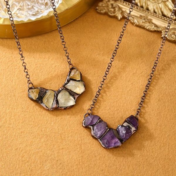 Colliers pendants yeevaa Vintage Style 5 Rock Crystal Amethysopaz Collier Retro Design Retro Daily Wear Jewelry