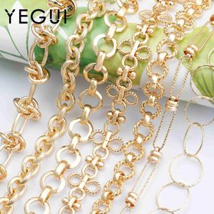 Colliers pendentifs yegui C170Diy Chain18k Gold Plated0.3MicRnshand Madecopper MetalCharmsdiy Bracelet CollaceJewelry Making1m / Lot 240419